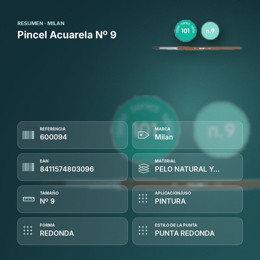 PINCEL ACUARELA Nº 9 - resumen de atributos