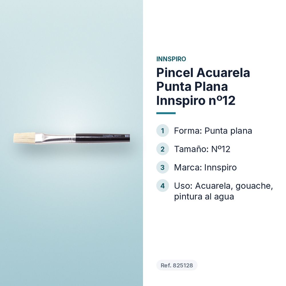 PINCEL ACUARELA PUNTA PLANA INNSPIRO Nº12 - características principales