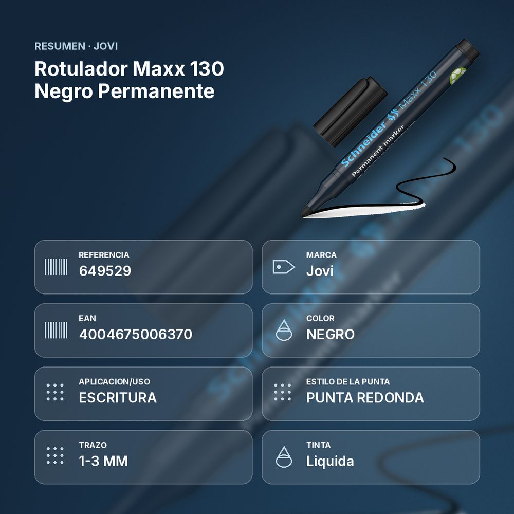 ROTULADOR MAXX 130 NEGRO PERMANENTE - resumen de atributos