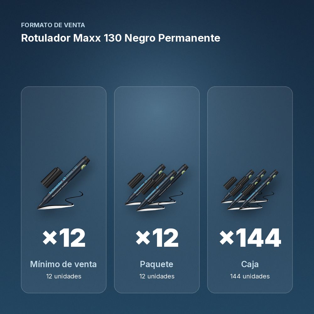ROTULADOR MAXX 130 NEGRO PERMANENTE - formato de venta: paquete de 12, caja de 144