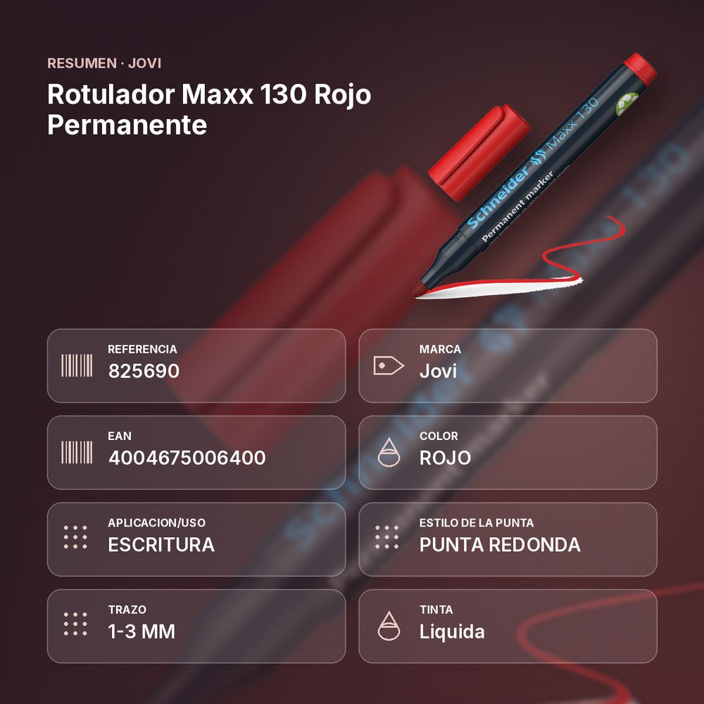 ROTULADOR MAXX 130 ROJO PERMANENTE - resumen de atributos