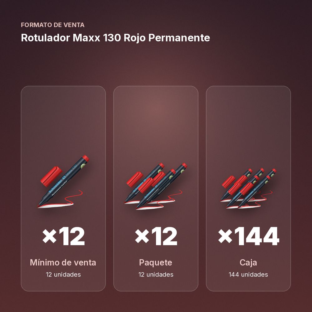 ROTULADOR MAXX 130 ROJO PERMANENTE - formato de venta: paquete de 12, caja de 144