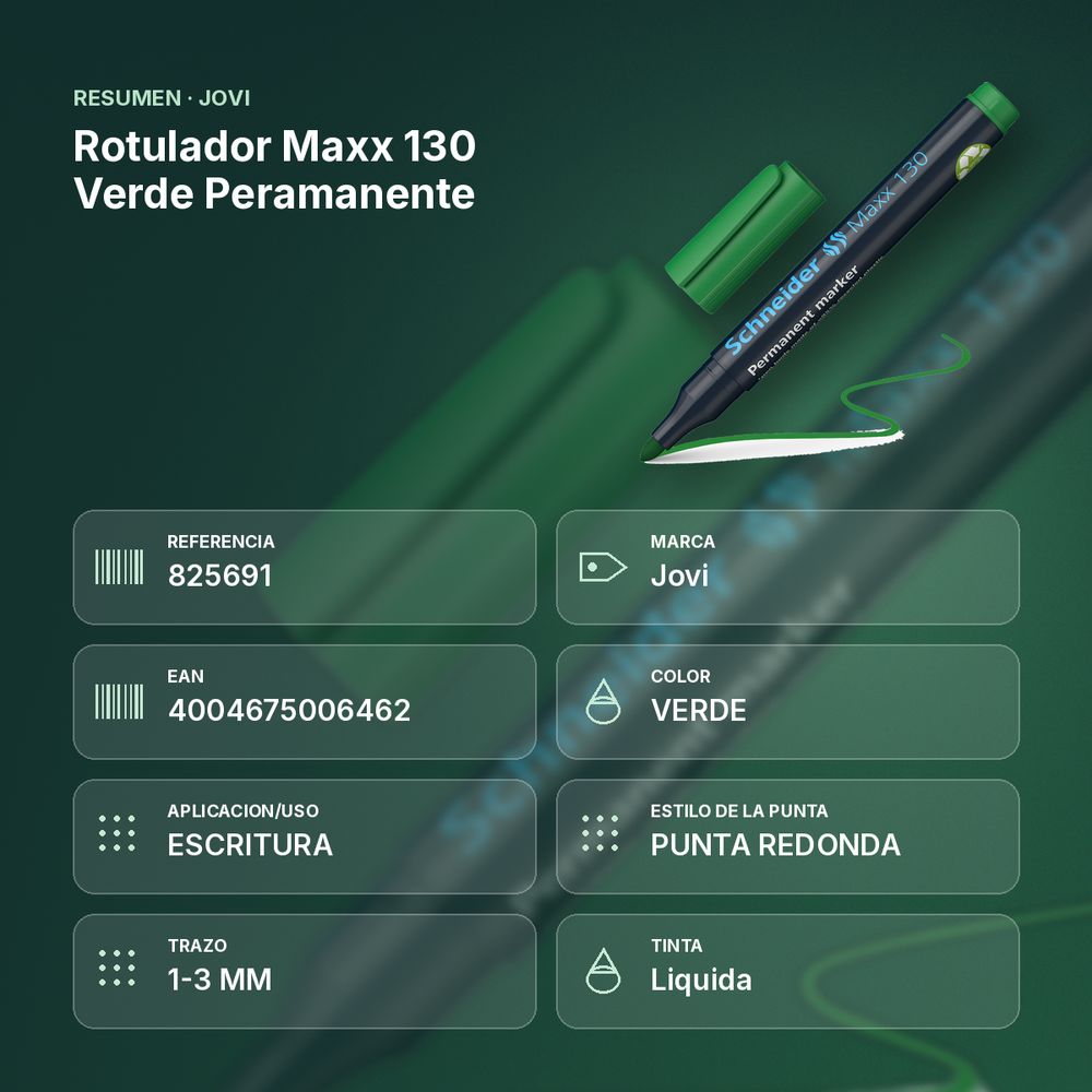 ROTULADOR MAXX 130 VERDE PERAMANENTE - resumen de atributos
