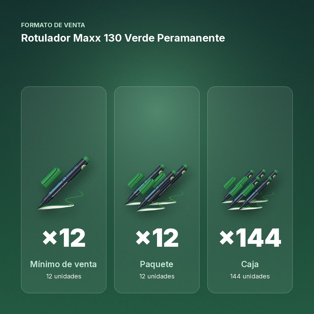 ROTULADOR MAXX 130 VERDE PERAMANENTE - formato de venta: paquete de 12, caja de 144