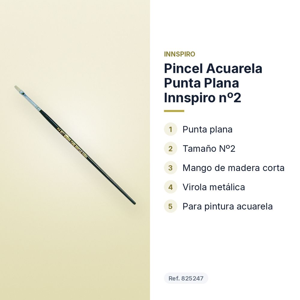 PINCEL ACUARELA PUNTA PLANA INNSPIRO Nº2 - características principales