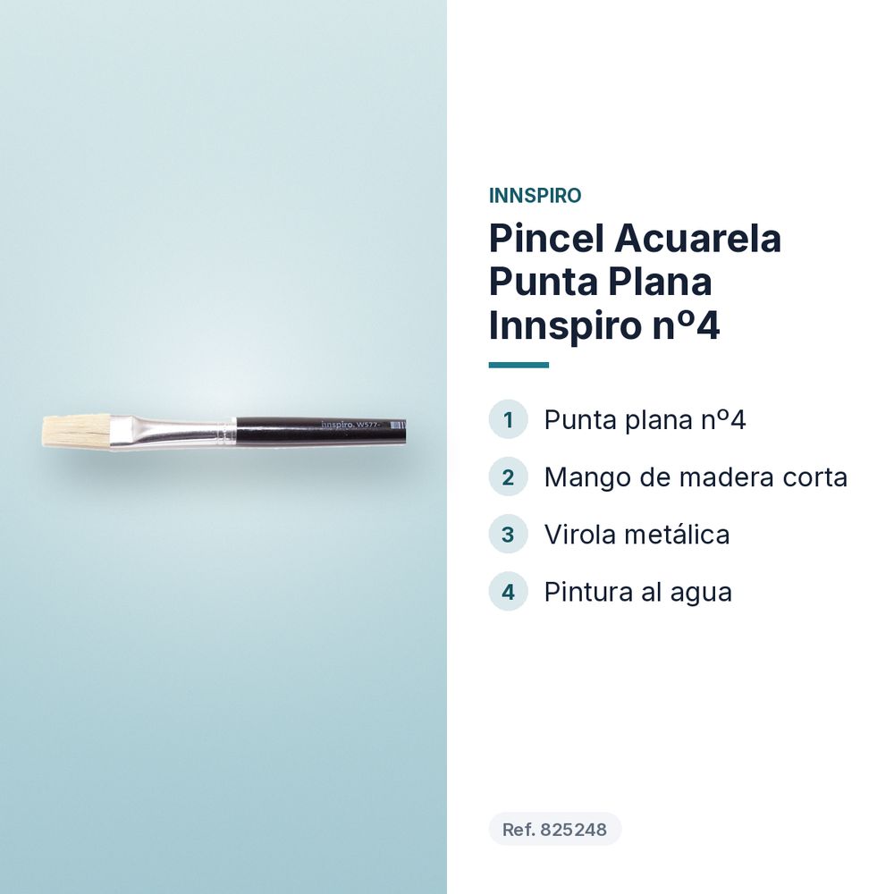 PINCEL ACUARELA PUNTA PLANA INNSPIRO Nº4 - características principales