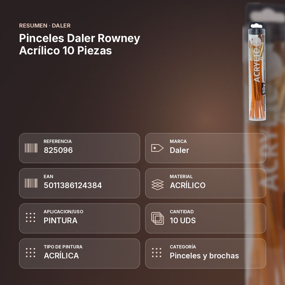 PINCELES DALER ROWNEY ACRÍLICO 10 PIEZAS - resumen de atributos