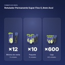 ROTULADOR PERMANENTE SUPER FINO 0,4MM AZUL - formato de venta: paquete de 10, caja de 600