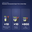 ROTULADOR PERMANENTE SUPER FINO 0,4MM ROJO - formato de venta: paquete de 10, caja de 600
