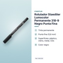 ROTULADOR STAEDTLER LUMOCOLOR PERMANENTE 318-9 NEGRO PUNTA FINA - características principales