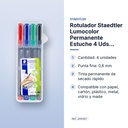 ROTULADOR STAEDTLER LUMOCOLOR PERMANENTE ESTUCHE 4 UDS PUNTA FINA - características principales