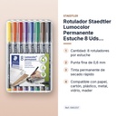 ROTULADOR STAEDTLER LUMOCOLOR PERMANENTE ESTUCHE 8 UDS PUNTA FINA - características principales