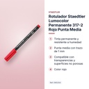 ROTULADOR STAEDTLER LUMOCOLOR PERMANENTE 317-2 ROJO PUNTA MEDIA - características principales