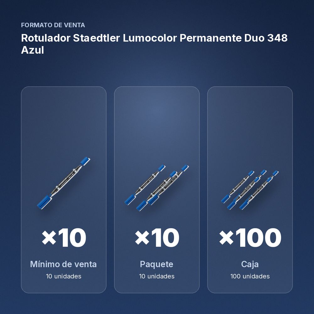 ROTULADOR STAEDTLER LUMOCOLOR PERMANENTE DUO 348 AZUL - formato de venta: paquete de 10, caja de 100