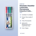 ROTULADOR STAEDTLER LUMOCOLOR PERMANENTE ESTUCHE 4 UDS PUNTA MEDIA - características principales