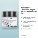 ROTULADORES CALIBRADOS NEGRO SET 12 UNIDADES UNI PIN - características principales
