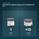 ROTULADORES CALIBRADOS NEGRO SET 12 UNIDADES UNI PIN - formato de venta: paquete de 12
