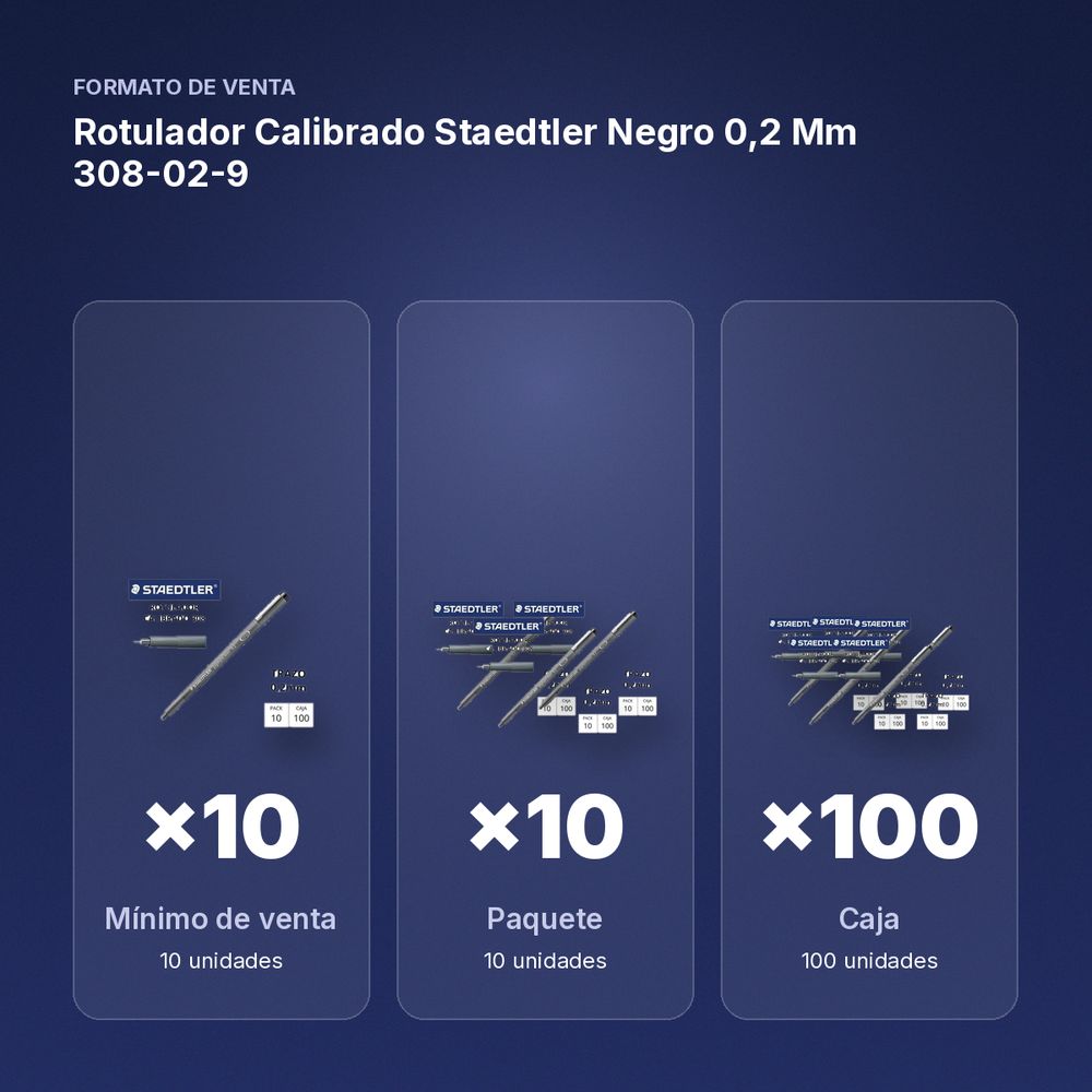 ROTULADOR CALIBRADO STAEDTLER NEGRO 0,2 MM 308-02-9 - formato de venta: paquete de 10, caja de 100