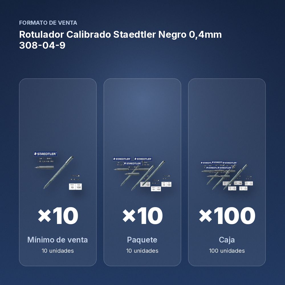 ROTULADOR CALIBRADO STAEDTLER NEGRO 0,4MM  308-04-9 - formato de venta: paquete de 10, caja de 100