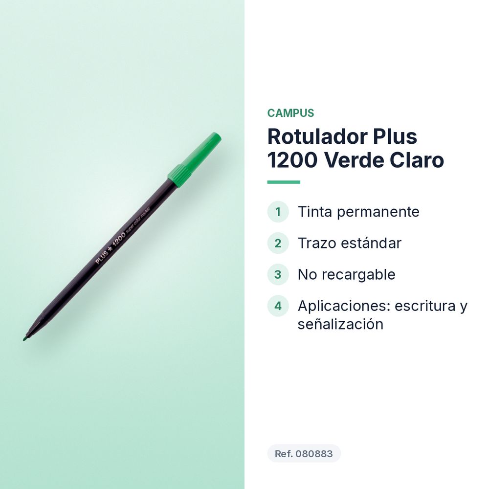 ROTULADOR PLUS 1200 VERDE CLARO - características principales