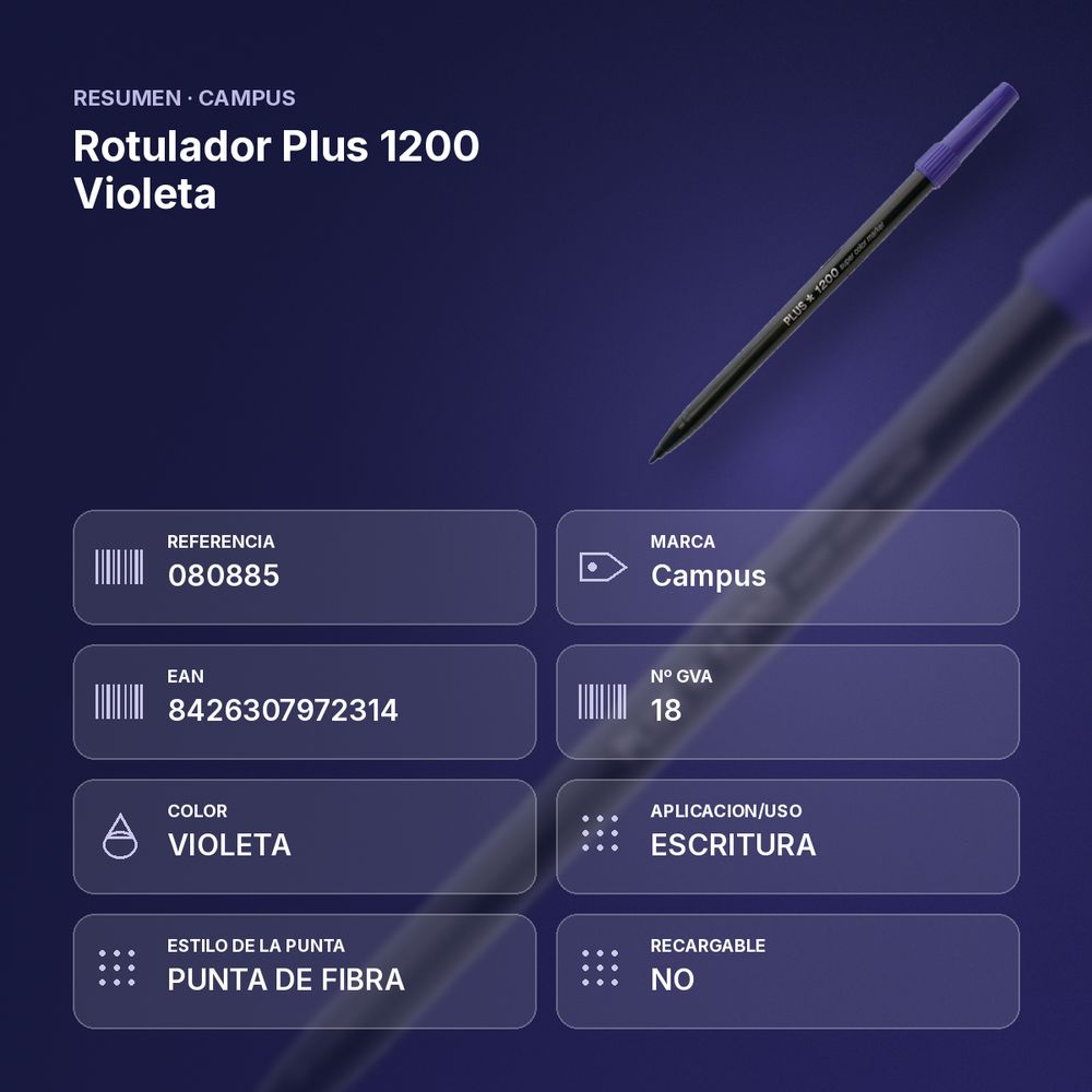 ROTULADOR PLUS 1200 VIOLETA - resumen de atributos