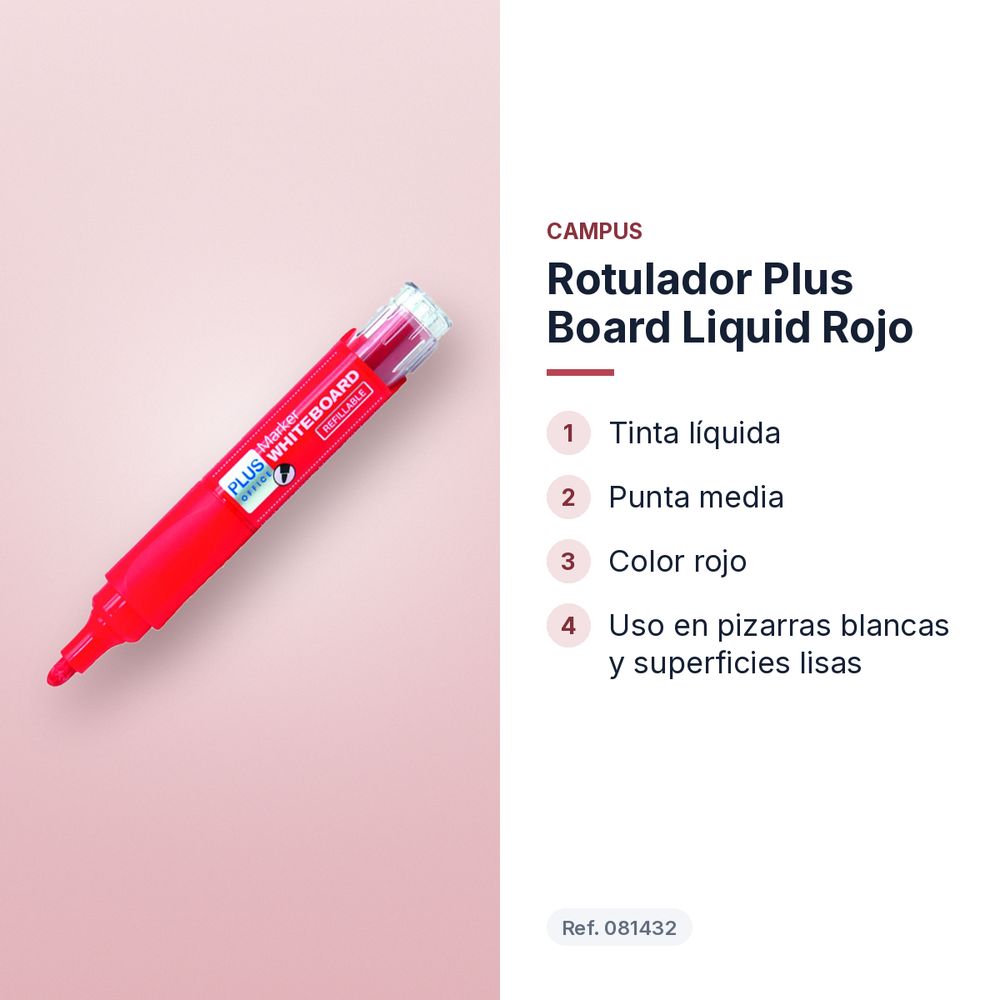 ROTULADOR PLUS BOARD LIQUID ROJO - características principales
