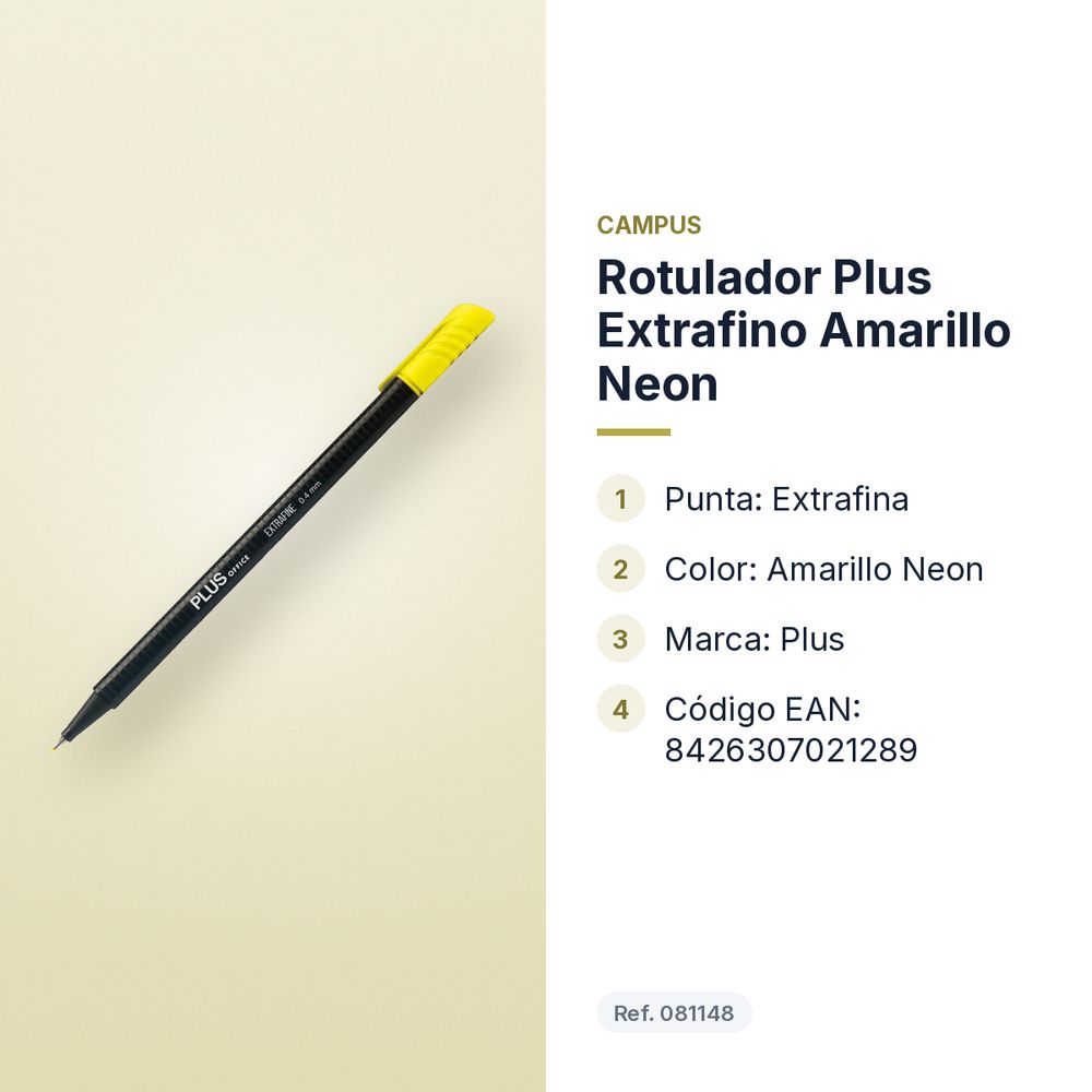 ROTULADOR PLUS EXTRAFINO AMARILLO NEON - características principales