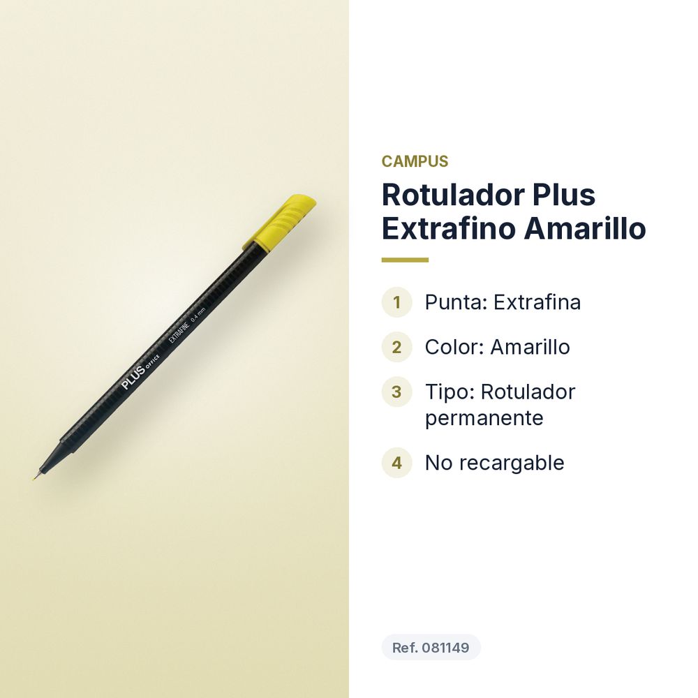 ROTULADOR PLUS EXTRAFINO AMARILLO - características principales