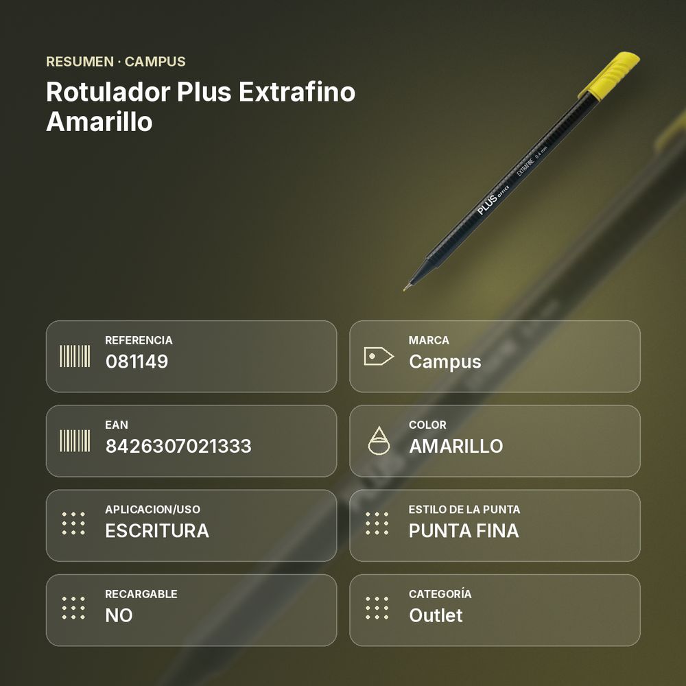 ROTULADOR PLUS EXTRAFINO AMARILLO - resumen de atributos