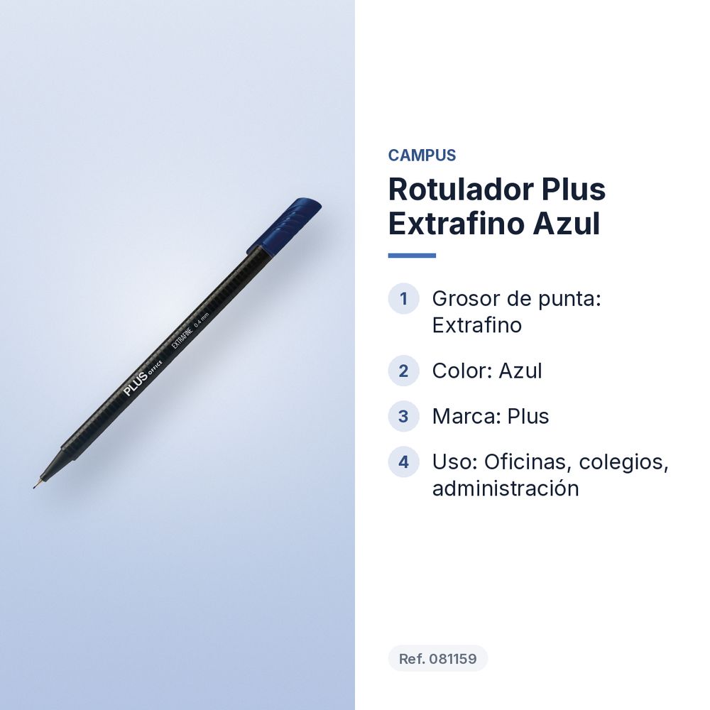 ROTULADOR PLUS EXTRAFINO AZUL - características principales