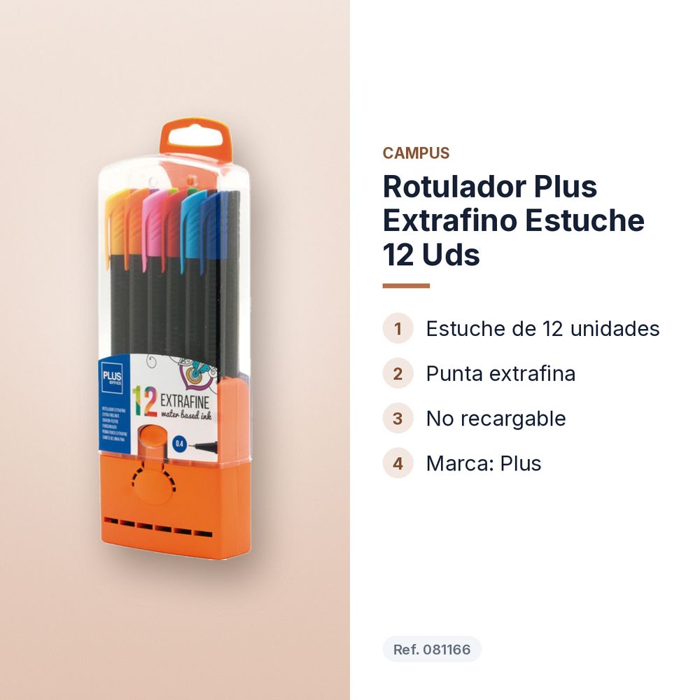 ROTULADOR PLUS EXTRAFINO ESTUCHE 12 UDS - características principales