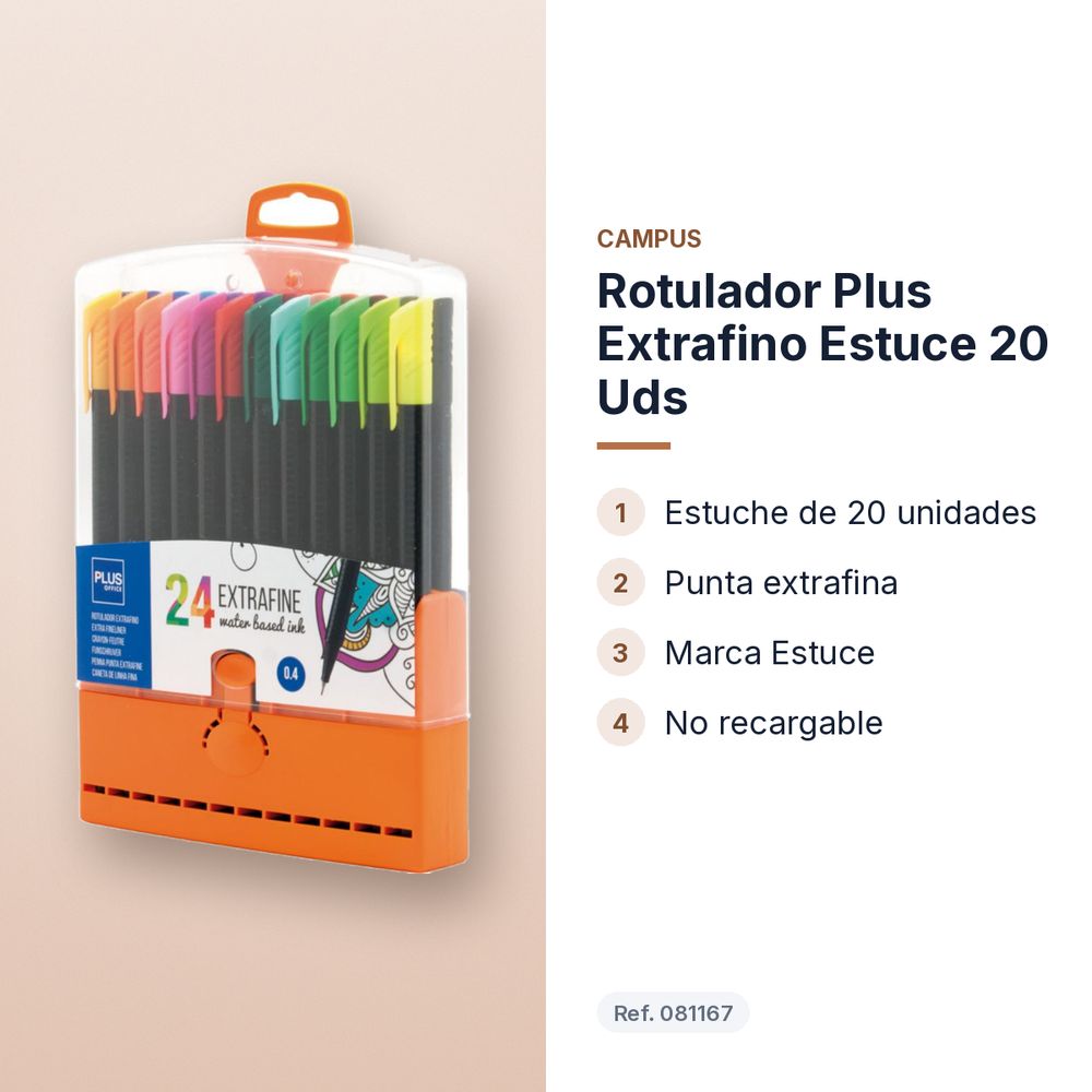 ROTULADOR PLUS EXTRAFINO ESTUCE 20 UDS - características principales