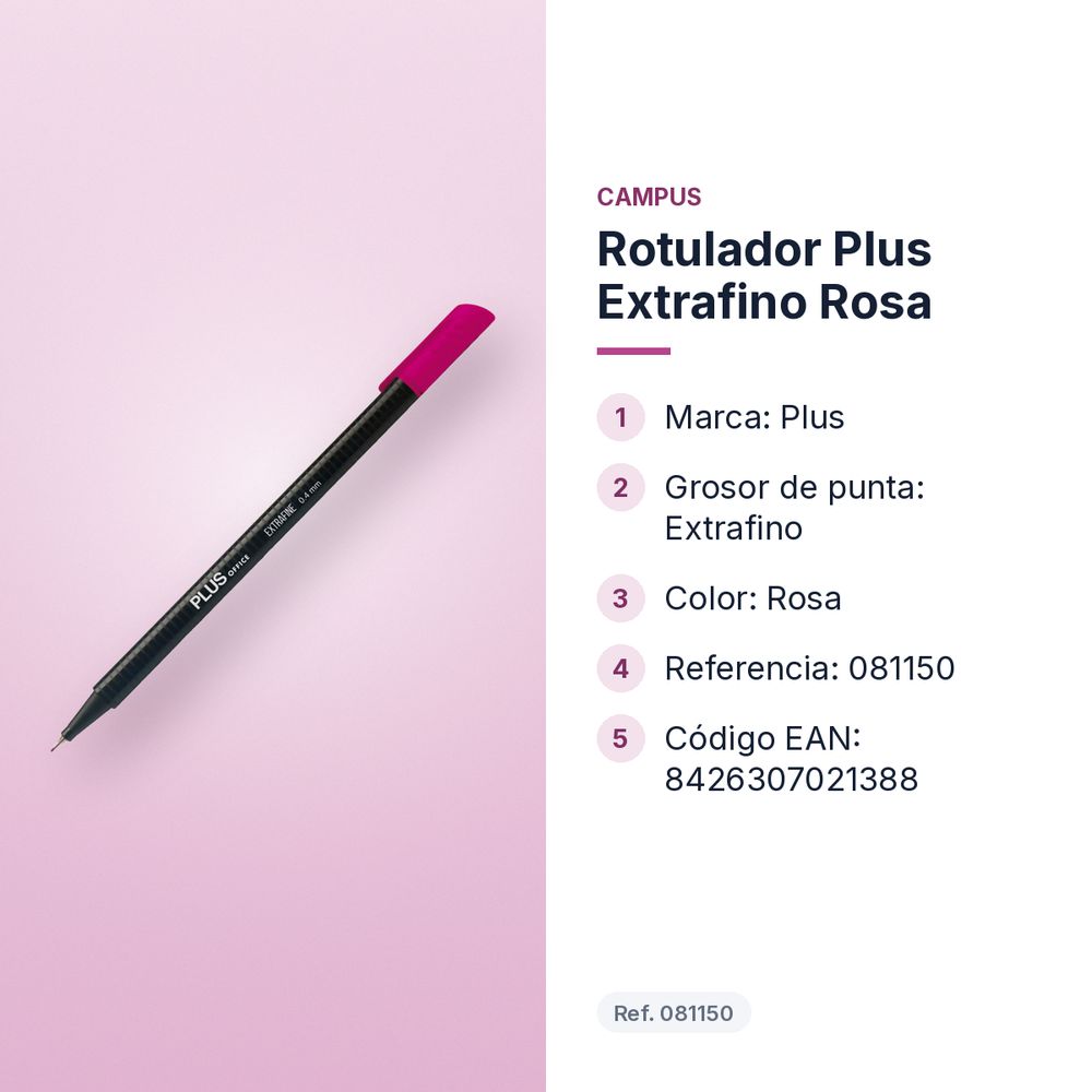 ROTULADOR PLUS EXTRAFINO ROSA - características principales