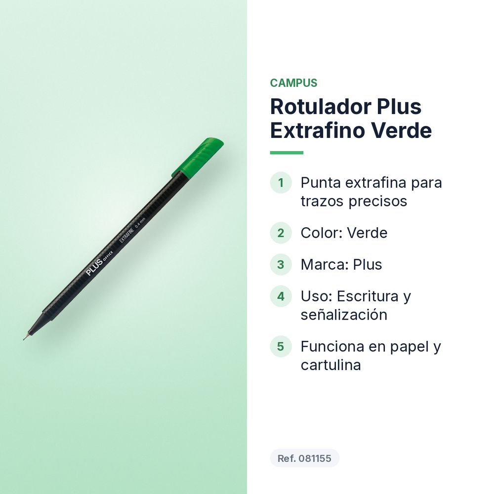 ROTULADOR PLUS EXTRAFINO VERDE - características principales