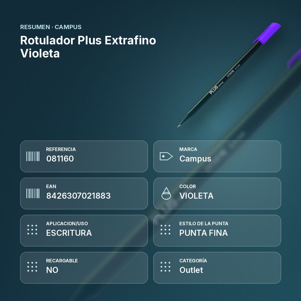 ROTULADOR PLUS EXTRAFINO VIOLETA - resumen de atributos
