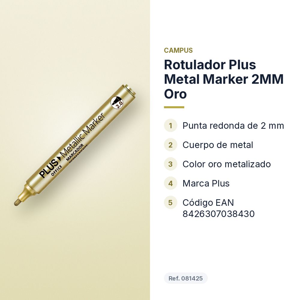ROTULADOR PLUS METAL MARKER 2MM ORO - características principales
