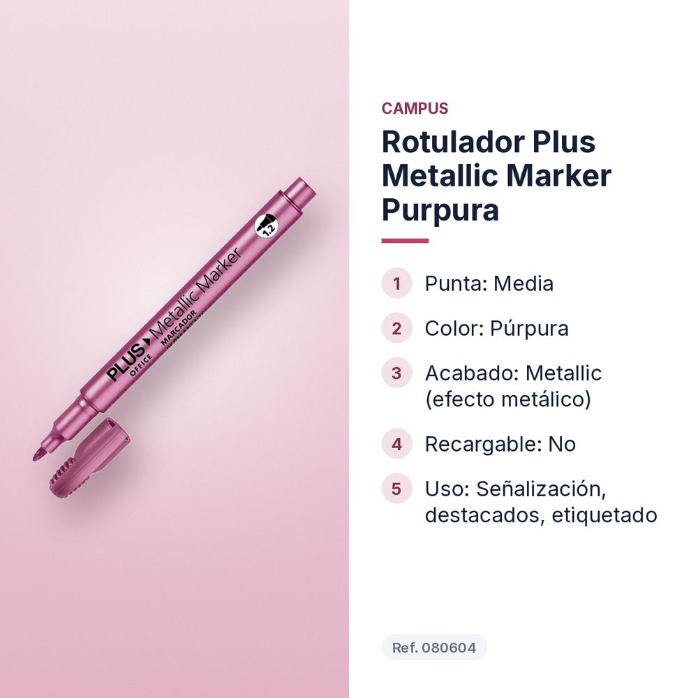 ROTULADOR PLUS METALLIC MARKER PURPURA - características principales