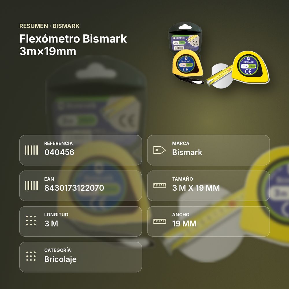 FLEXÓMETRO BISMARK 3M×19MM - resumen de atributos