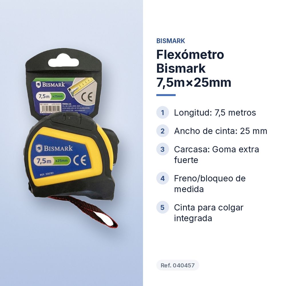 FLEXÓMETRO BISMARK 7,5M×25MM - características principales
