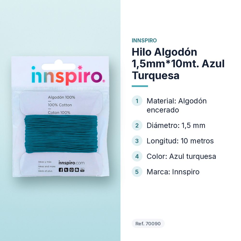 HILO ALGODÓN 1,5MM*10MT. AZUL TURQUESA - características principales