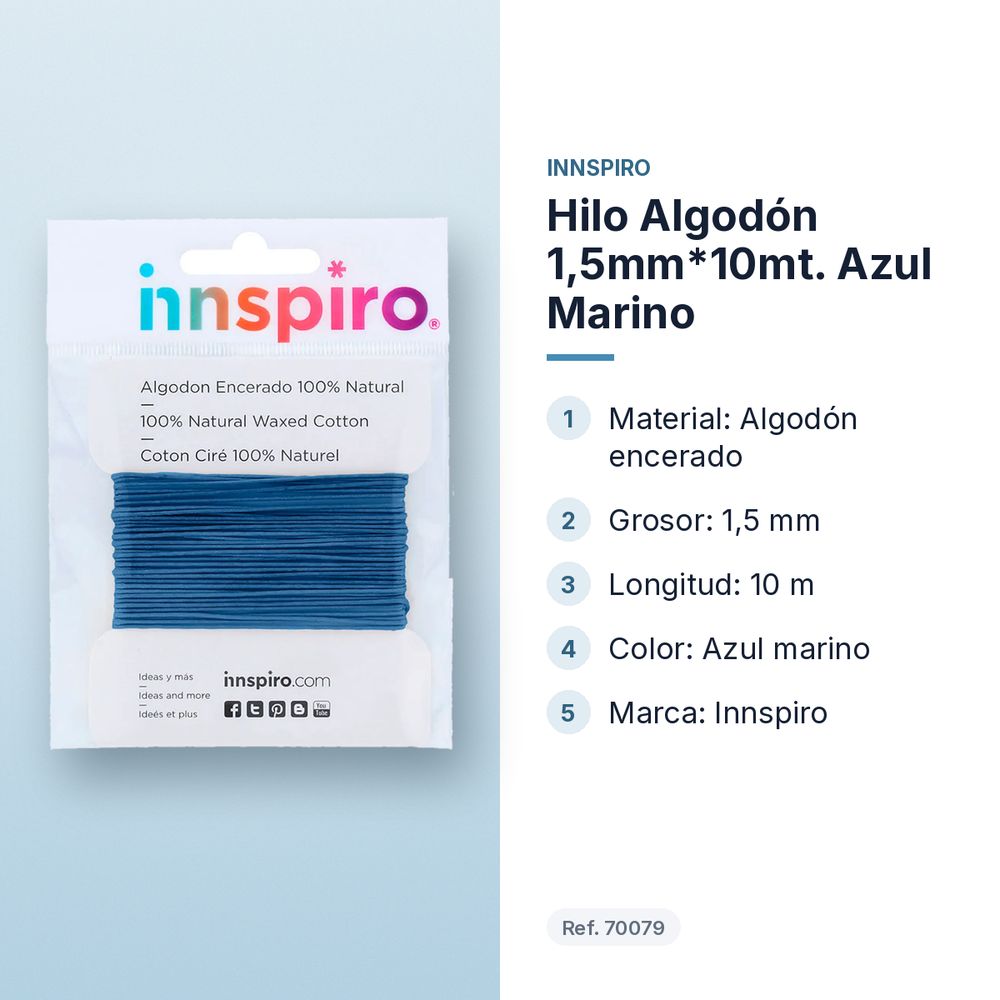 HILO ALGODÓN 1,5MM*10MT. AZUL MARINO - características principales
