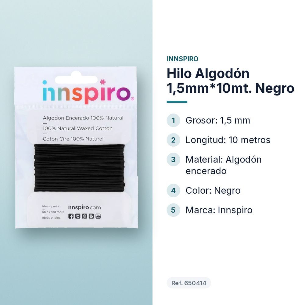 HILO ALGODÓN 1,5MM*10MT. NEGRO - características principales