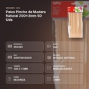 PALOS PINCHO DE MADERA NATURAL 200×3MM 50 UDS - resumen de atributos