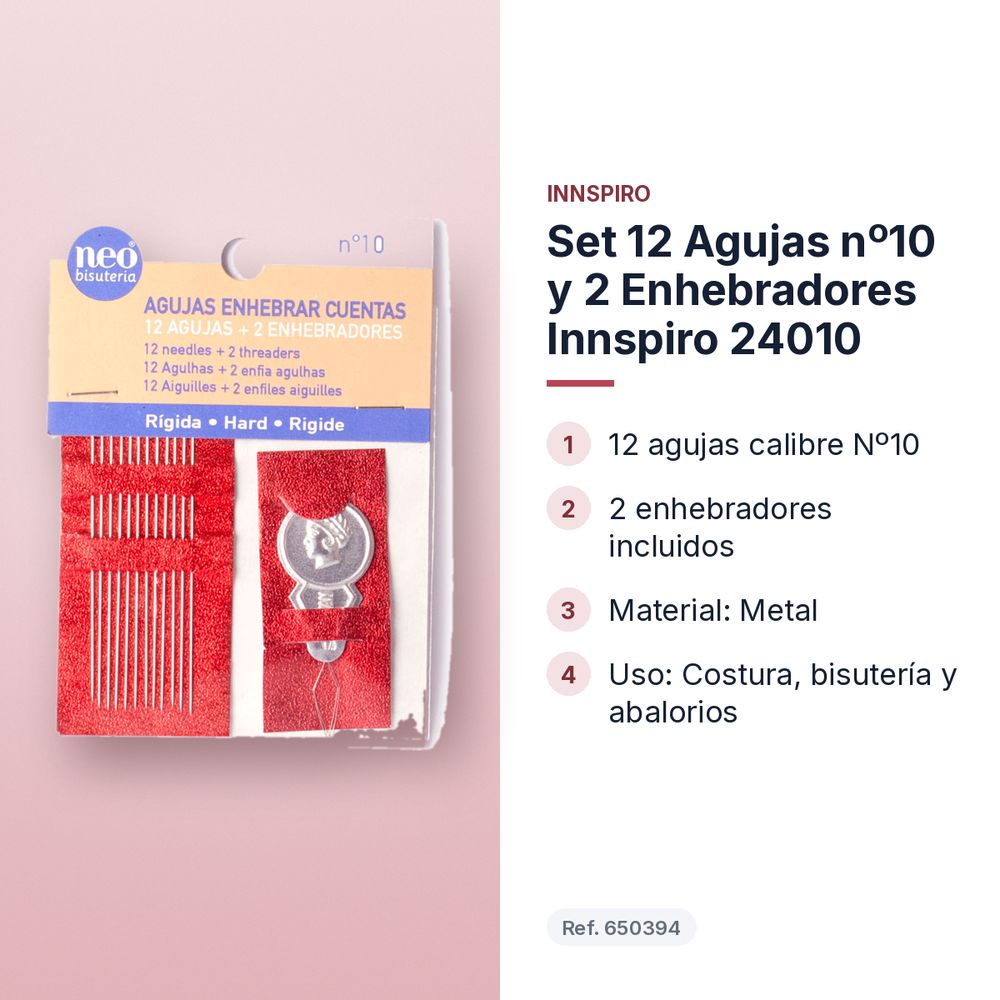SET 12 AGUJAS Nº10 Y 2 ENHEBRADORES INNSPIRO 24010 - características principales