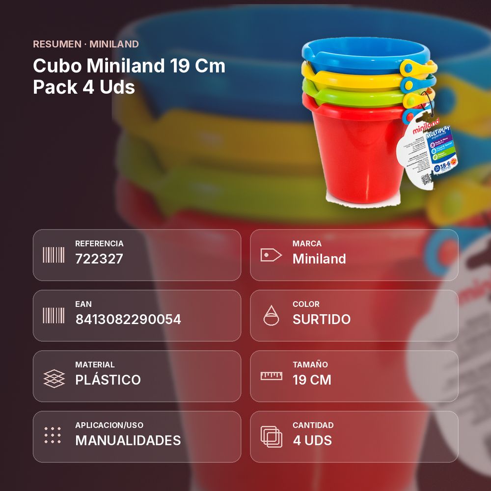 CUBO MINILAND 19 CM PACK 4 UDS - resumen de atributos