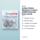 ANILLAS DOBLES METÁLICAS INNSPIRO 25MM PLATEADAS BOLSA 24UDS - características principales