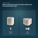 BOBINA INDUSTRIAL SECAMANOS 20CM×135M PACK 6.RECICLADO DOBLE CAPA  - formato de venta: caja de 6