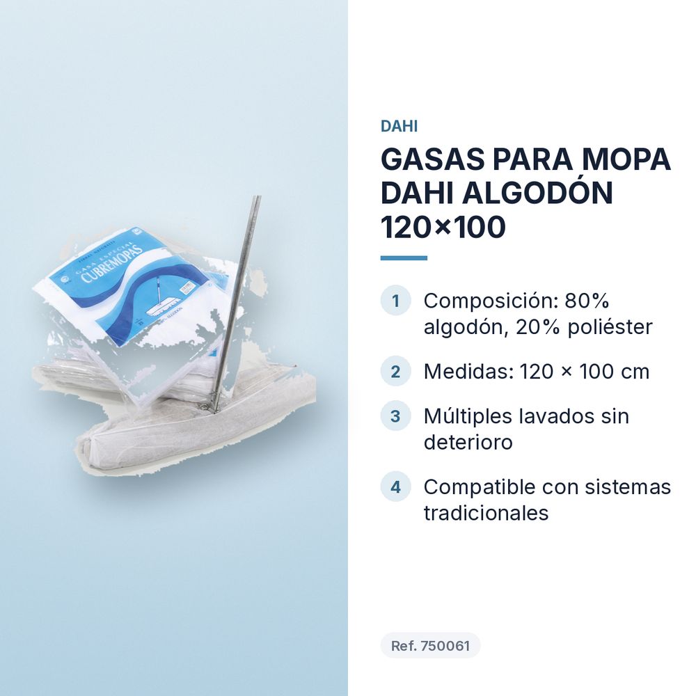 GASAS PARA MOPA DAHI ALGODÓN 120x100 - características principales