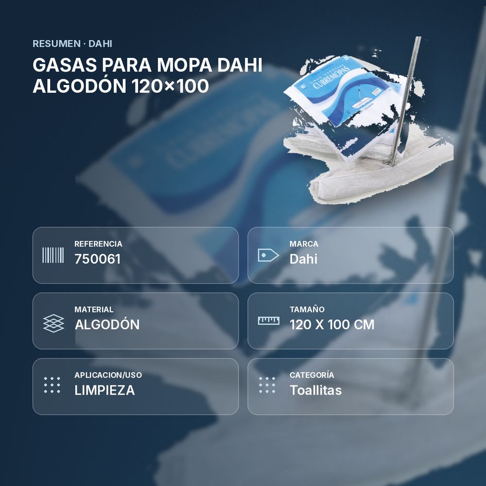 GASAS PARA MOPA DAHI ALGODÓN 120x100 - resumen de atributos