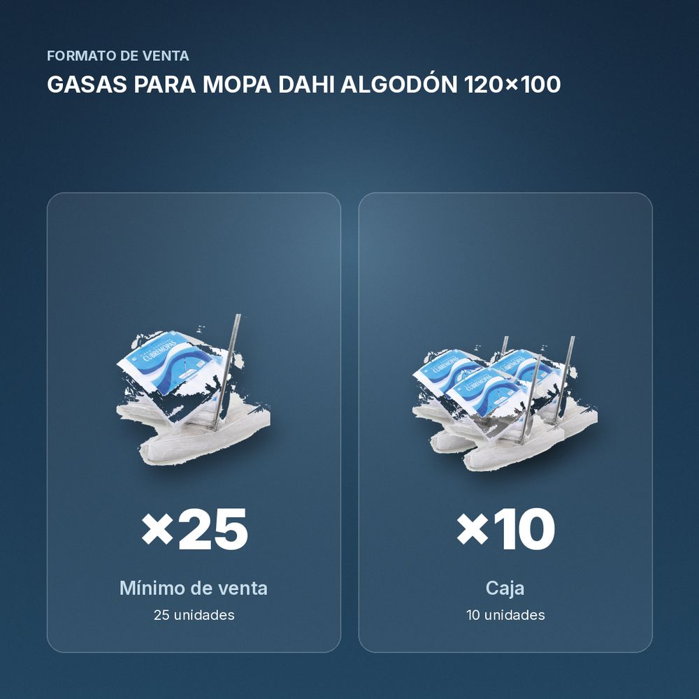 GASAS PARA MOPA DAHI ALGODÓN 120x100 - formato de venta: caja de 10
